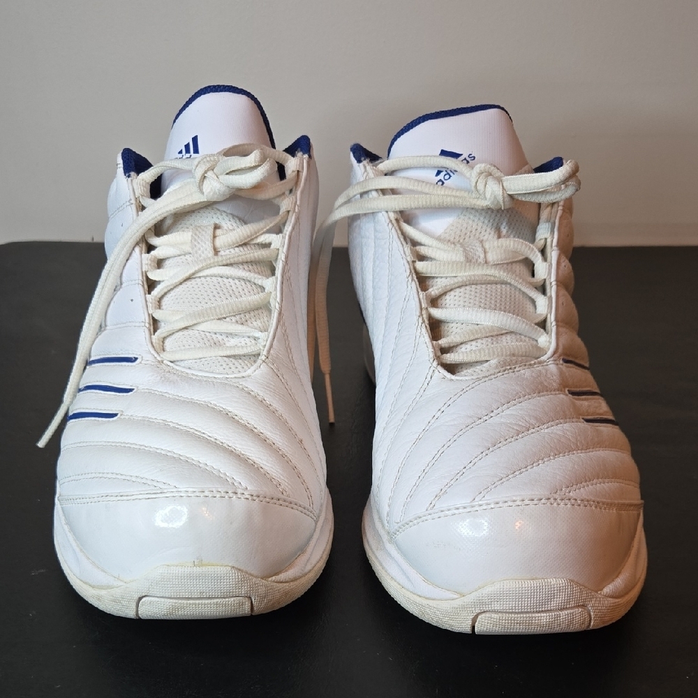 Adidas Men's White and Blue Sneakers - Picture 2 of 10